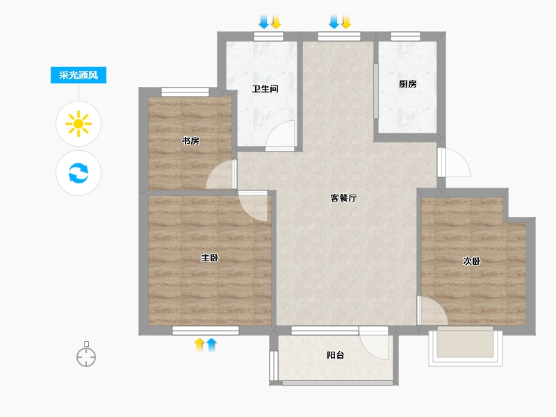 辽宁省-大连市-泰山7号-65.94-户型库-采光通风