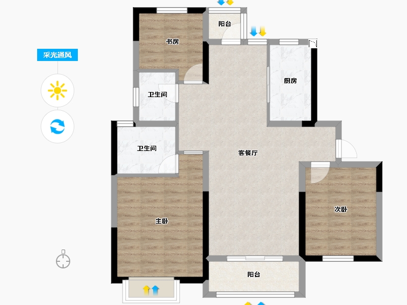 上海-上海市-光明金山府-88.52-户型库-采光通风