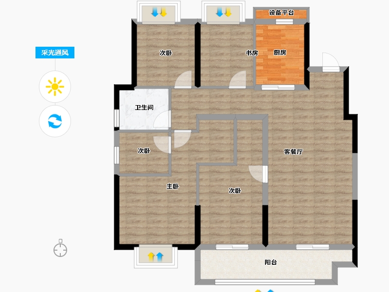 安徽省-合肥市-融创城-103.94-户型库-采光通风