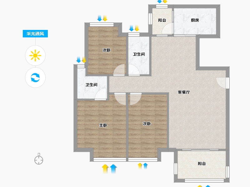 广东省-广州市-人盛巴厘天地-87.02-户型库-采光通风