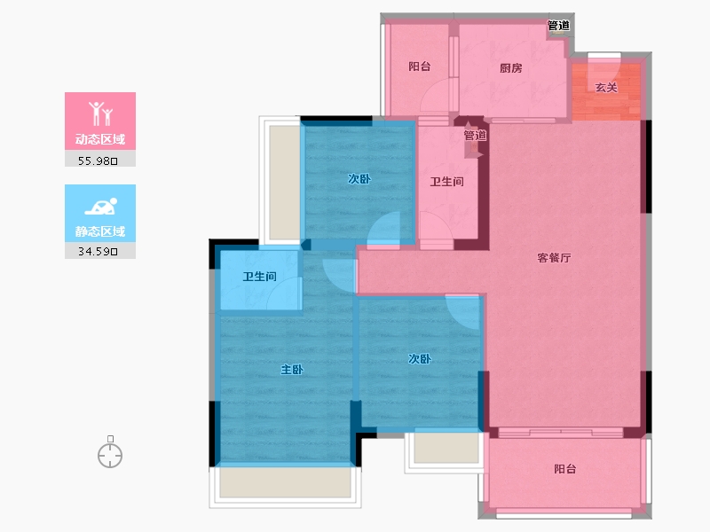 广东省-惠州市-侨康名轩-81.04-户型库-动静分区