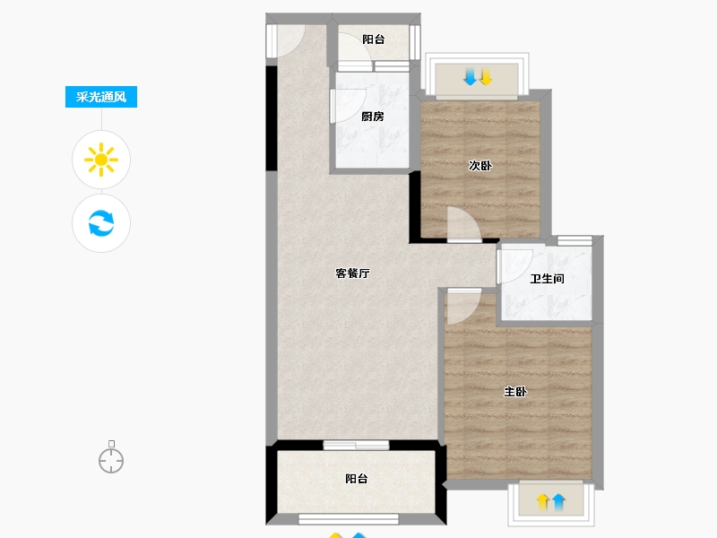 广东省-东莞市-松山湖长城世家-64.23-户型库-采光通风