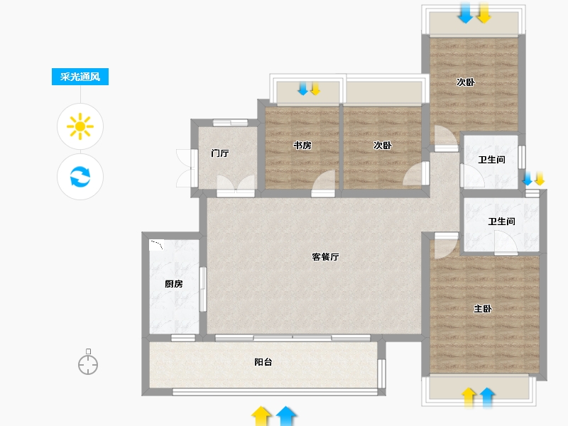 四川省-成都市-首创禧瑞锦江-106.70-户型库-采光通风