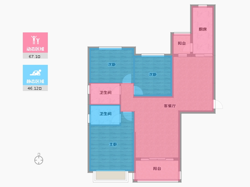 湖南省-长沙市-恒大御景半岛-101.94-户型库-动静分区