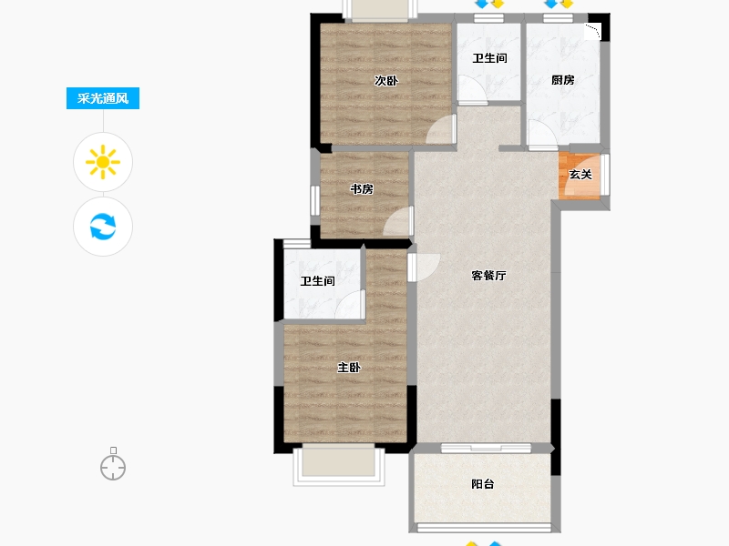 湖北省-武汉市-�吃没�府-77.60-户型库-采光通风