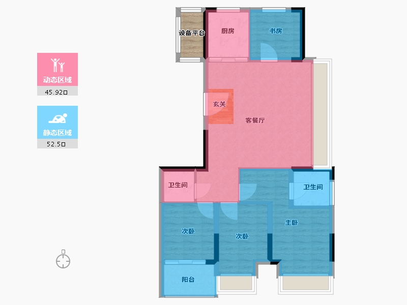 浙江省-杭州市-禧瑞江南府-91.71-户型库-动静分区