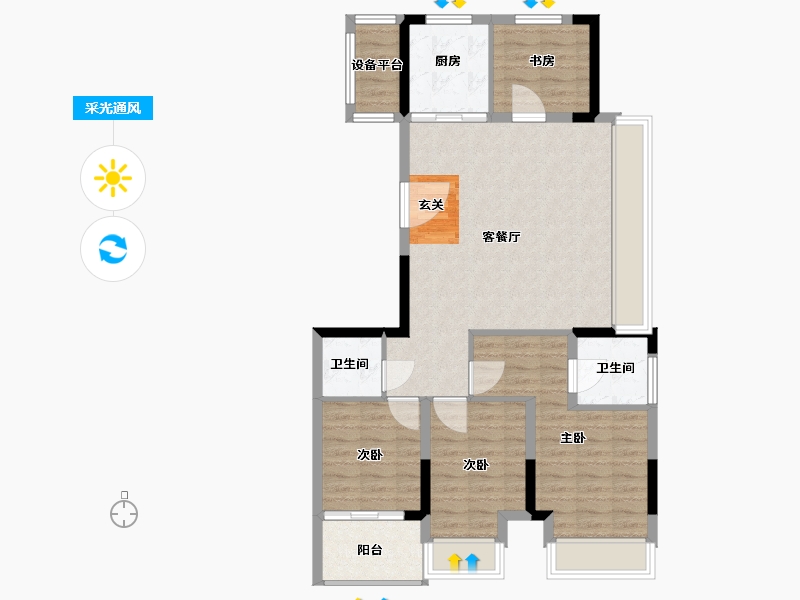 浙江省-杭州市-禧瑞江南府-91.71-户型库-采光通风