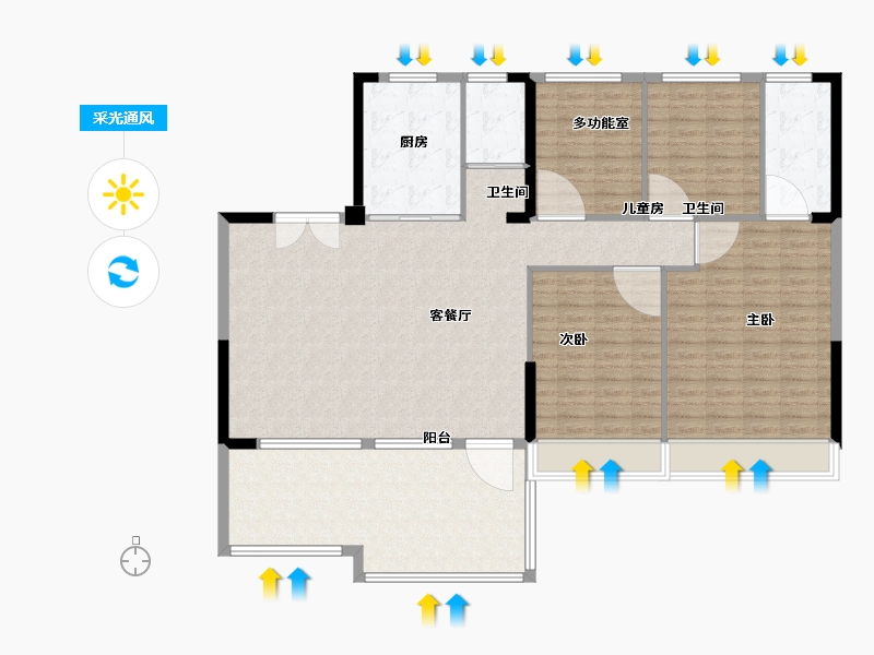 山东省-济宁市-碧桂园济州府珺林堂-150.00-户型库-采光通风