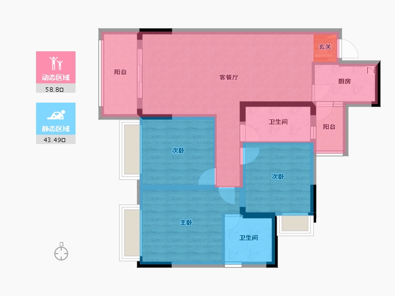 四川省-成都市-王府花园御锦苑-90.91-户型库-动静分区