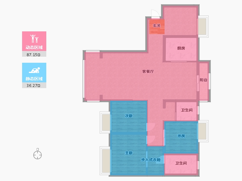 湖北省-武汉市-幸福湾-110.63-户型库-动静分区