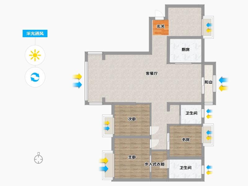 湖北省-武汉市-幸福湾-110.63-户型库-采光通风