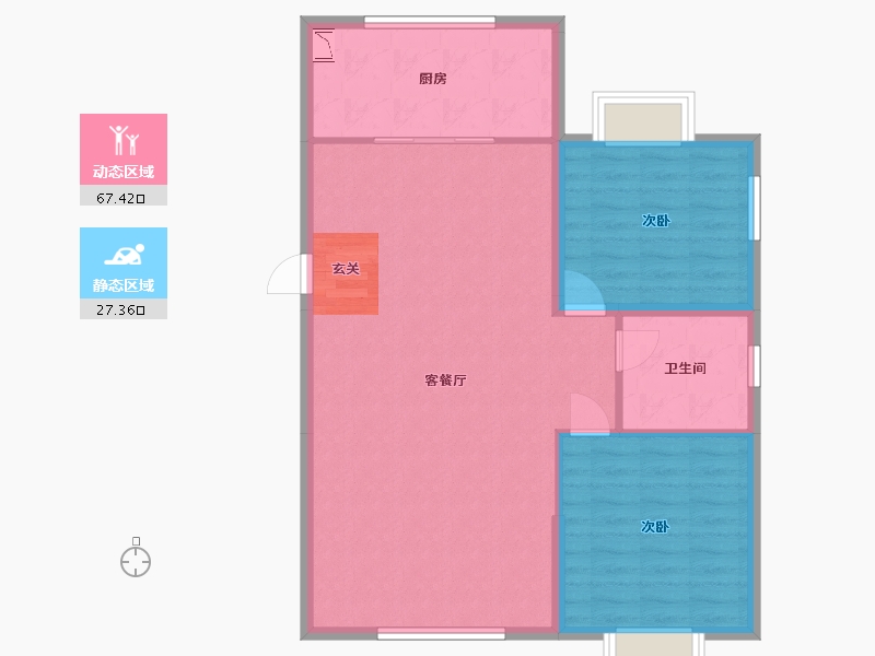 甘肃省-兰州市-兰州林业厅家属楼-86.86-户型库-动静分区