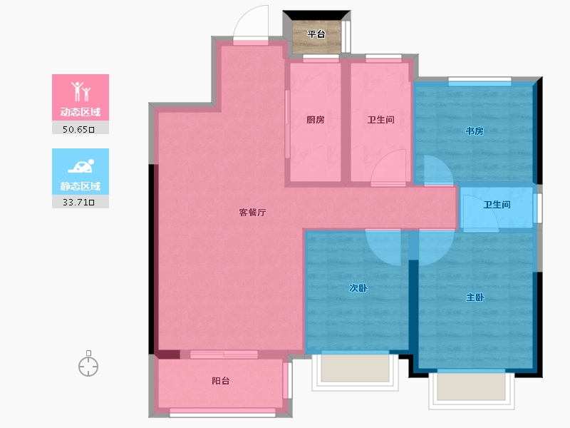 辽宁省-大连市-今晚十里海-77.10-户型库-动静分区