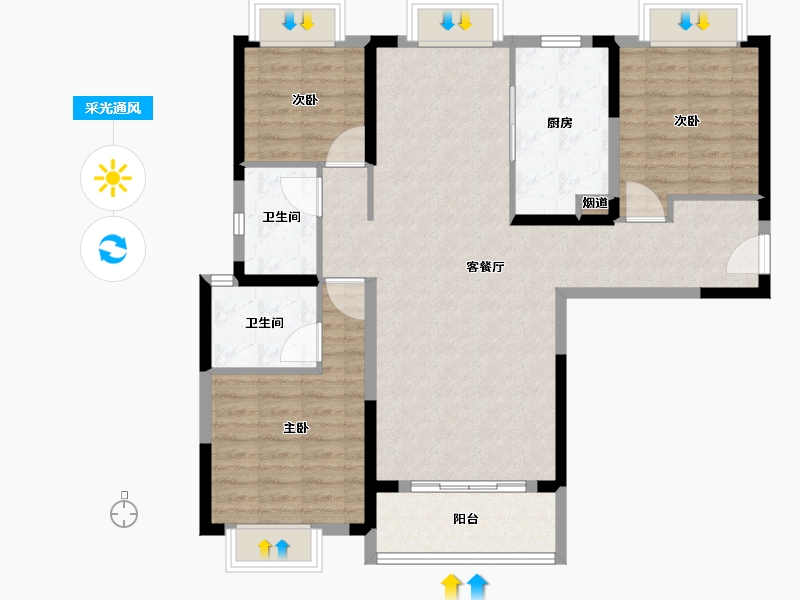 湖北省-武汉市-花样年・花好园-102.40-户型库-采光通风