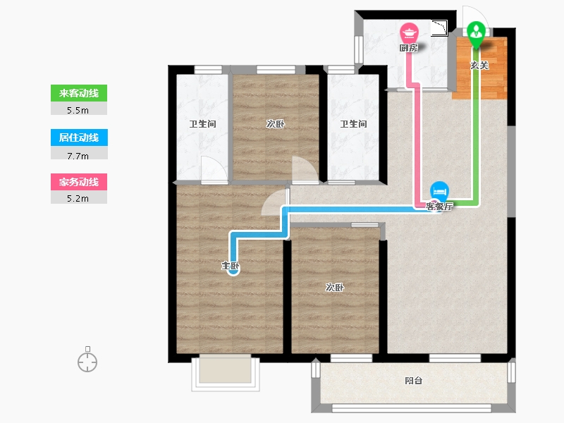 湖北省-武汉市-万科新都会-87.07-户型库-动静线