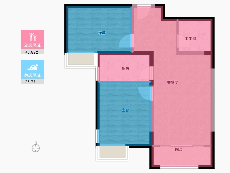 河北省-唐山市-恒大学庭-64.00-户型库-动静分区