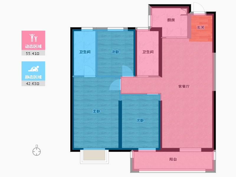 湖北省-武汉市-万科新都会-87.07-户型库-动静分区