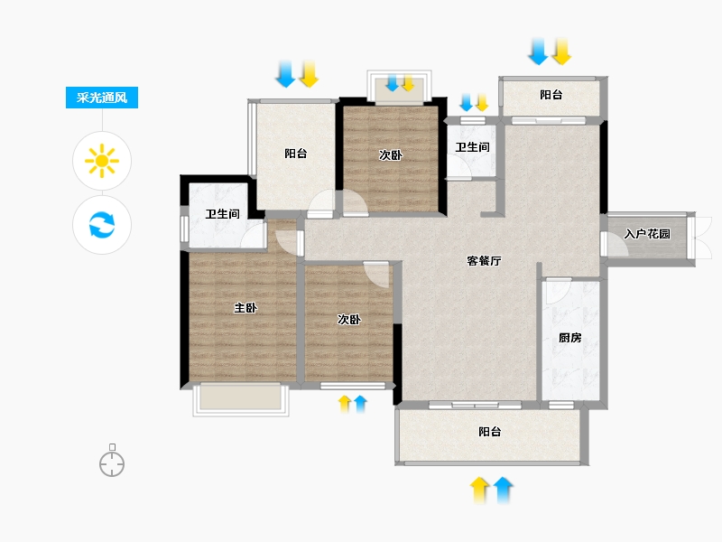 湖南省-长沙市-丽景名苑-116.13-户型库-采光通风