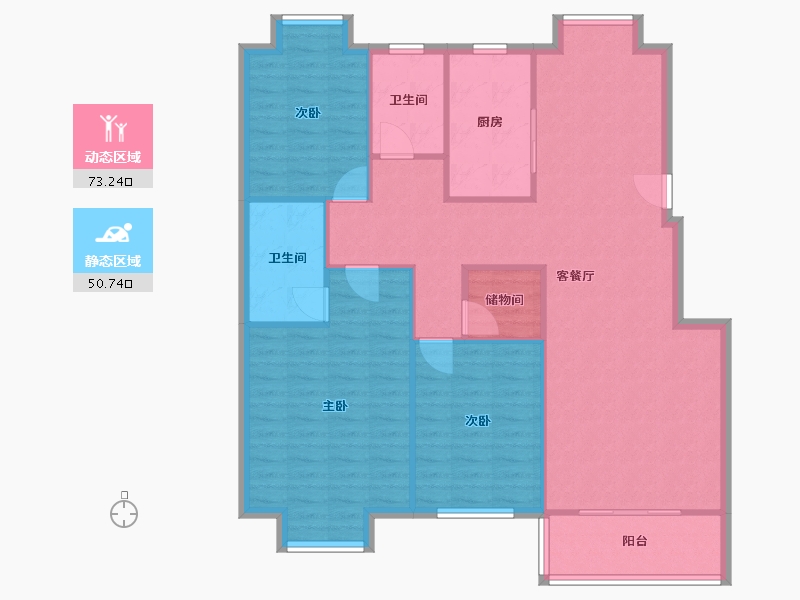 浙江省-杭州市-闲林山水-113.71-户型库-动静分区