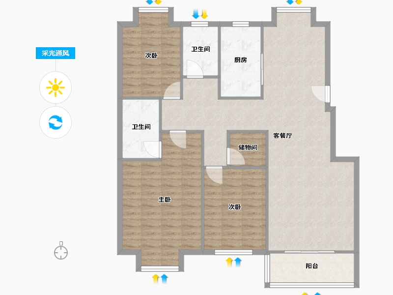 浙江省-杭州市-闲林山水-113.71-户型库-采光通风