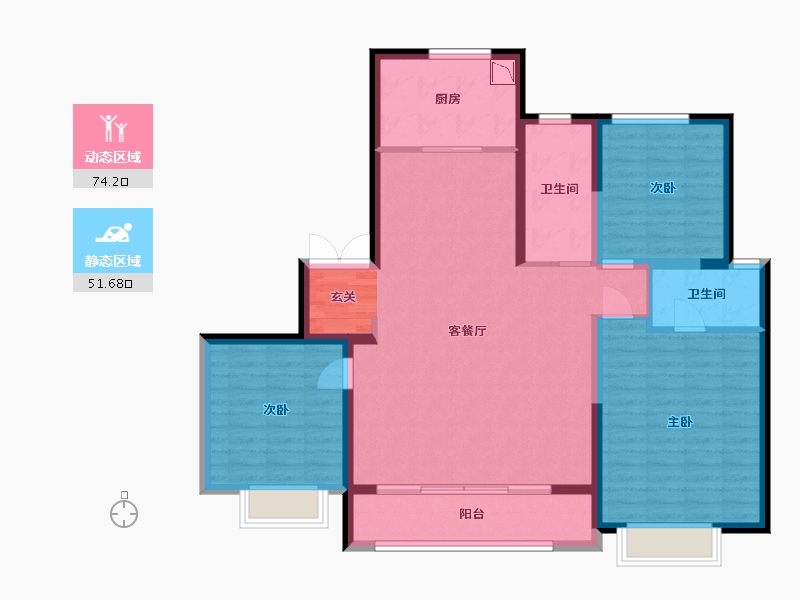 青海省-西宁市-正荣・紫阙台-113.72-户型库-动静分区