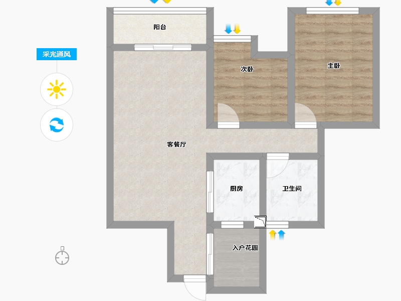 河南省-郑州市-金沙湖高尔夫观邸-60.74-户型库-采光通风