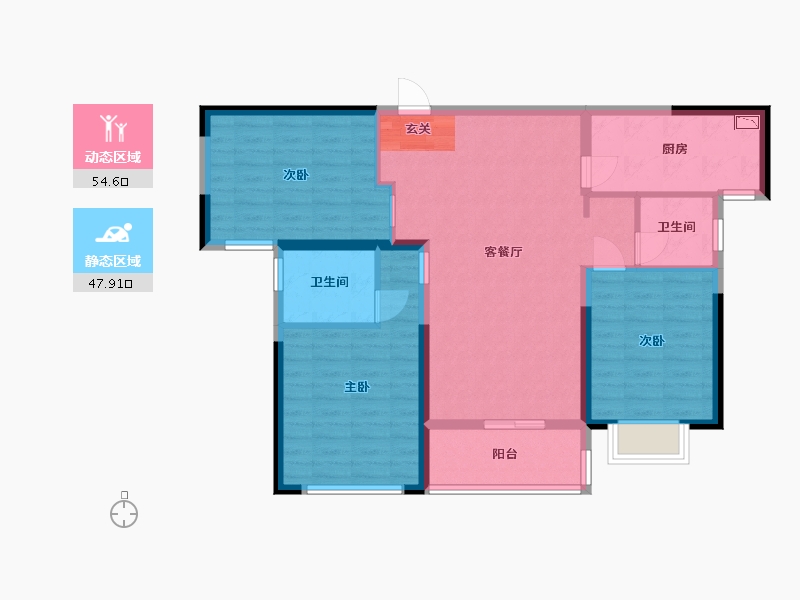 湖北省-武汉市-融创珞瑜路95号-91.77-户型库-动静分区