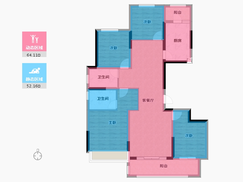 贵州省-遵义市-金科中央公园城-103.24-户型库-动静分区