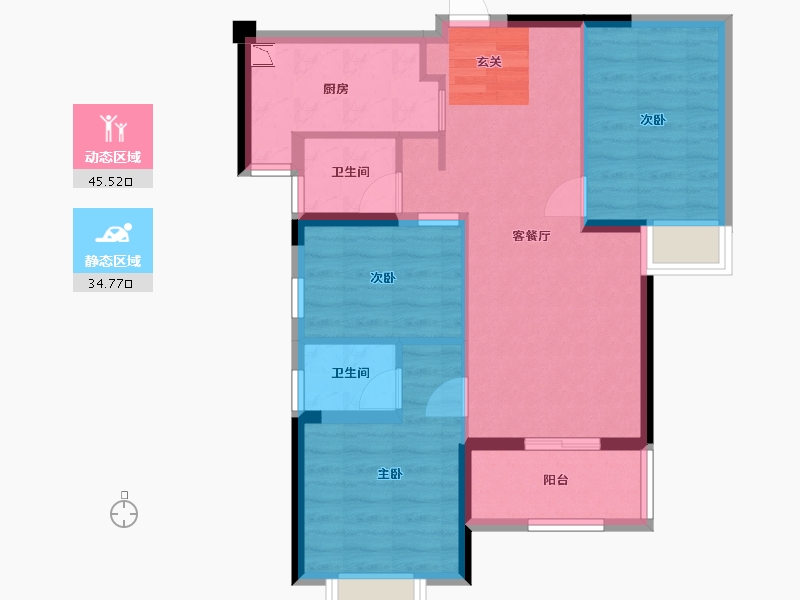 湖北省-武汉市-美好长江首玺・汉玺-71.24-户型库-动静分区