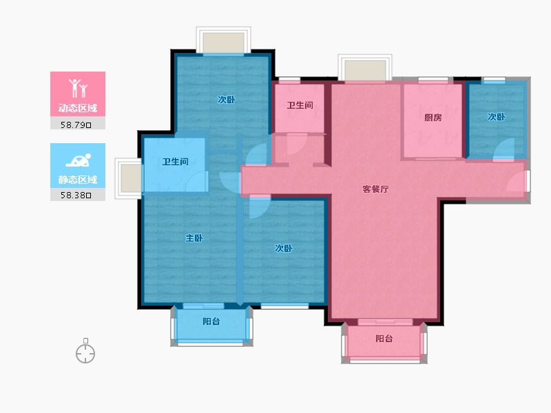 江苏省-徐州市-滨湖花园-104.02-户型库-动静分区