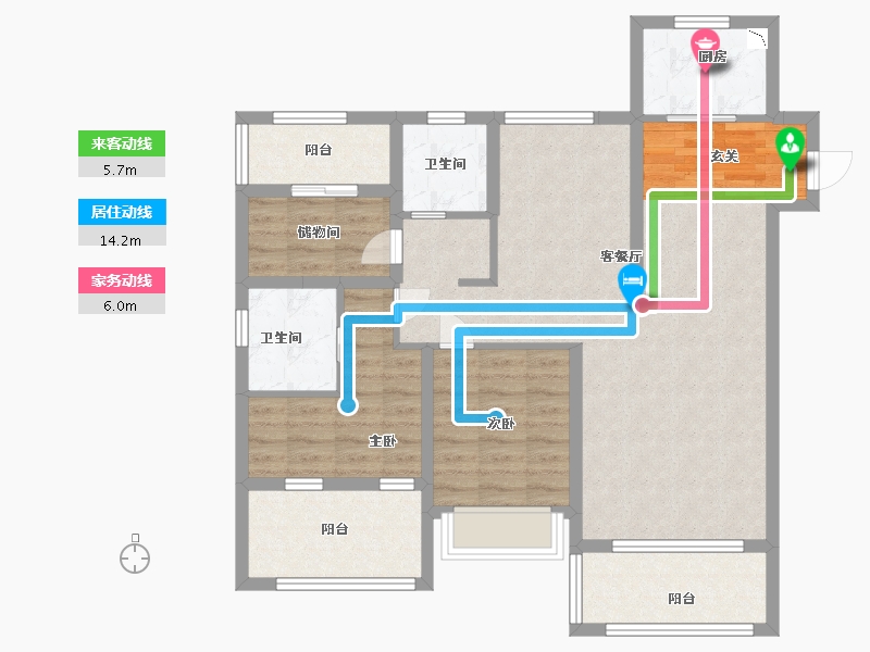 江苏省-南京市-中南上悦花苑-95.43-户型库-动静线