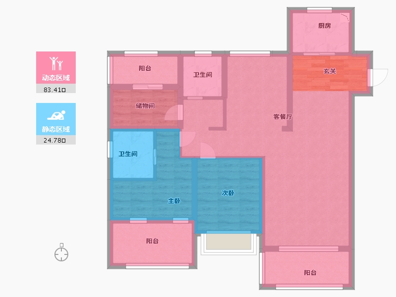 江苏省-南京市-中南上悦花苑-95.43-户型库-动静分区