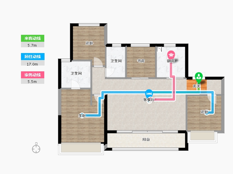 陕西省-西安市-万科・雁鸣湖-105.41-户型库-动静线