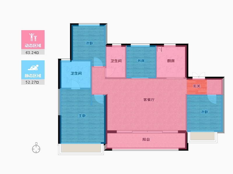 陕西省-西安市-万科・雁鸣湖-105.41-户型库-动静分区