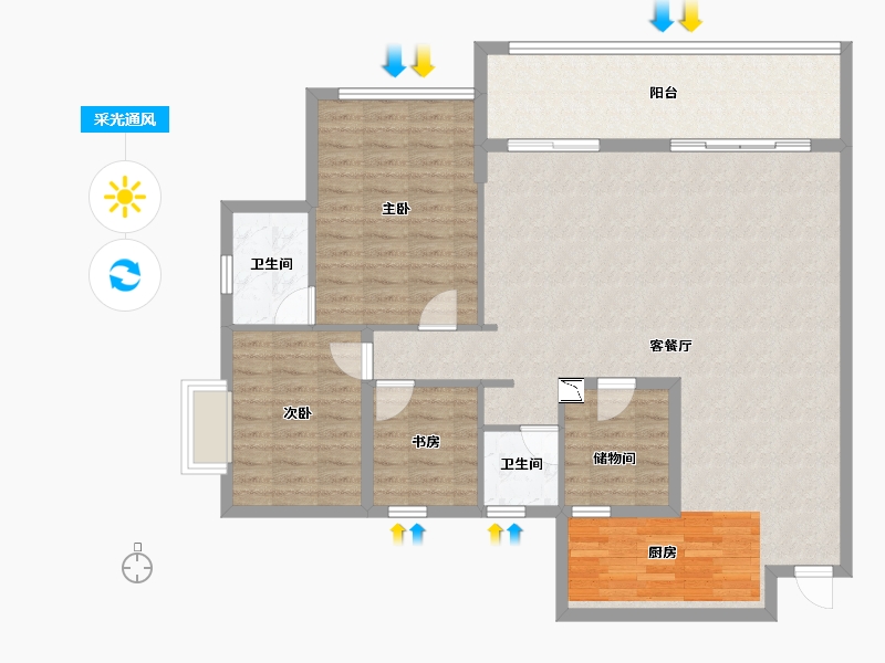 贵州省-黔南布依族苗族自治州-水岸铭门-122.00-户型库-采光通风