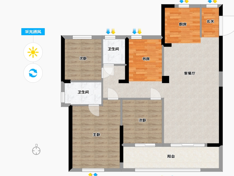 福建省-福州市-福清金辉优步大道-103.80-户型库-采光通风