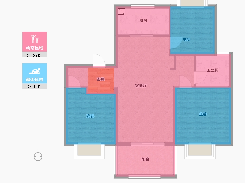 江苏省-南京市-平澜府-78.40-户型库-动静分区