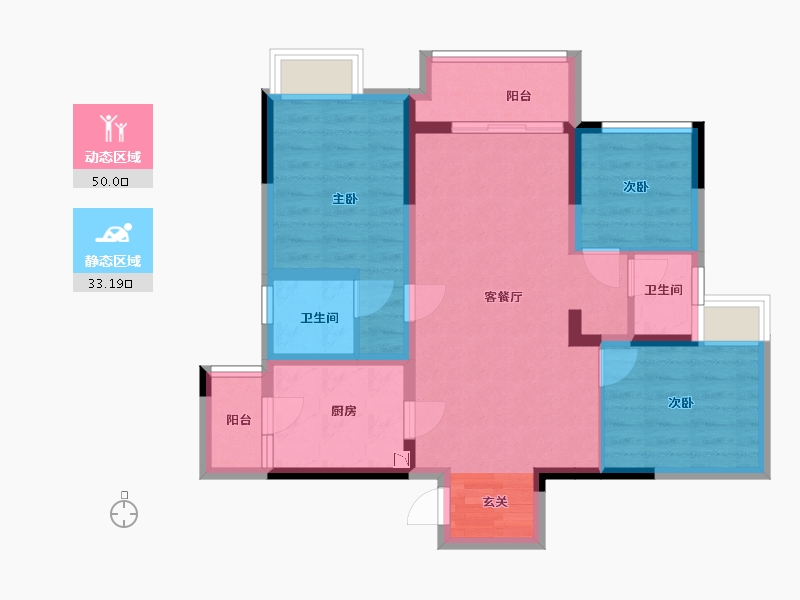 重庆-重庆市-金科联发�|悦府-73.05-户型库-动静分区