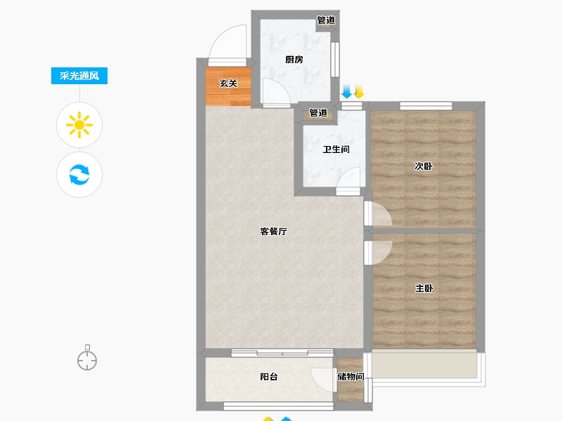 山东省-烟台市-正荣悦东府-63.00-户型库-采光通风