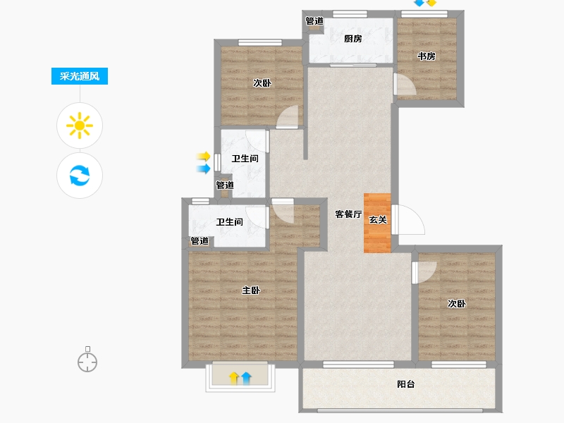 江苏省-南京市-佳兆业悦峰府-103.01-户型库-采光通风