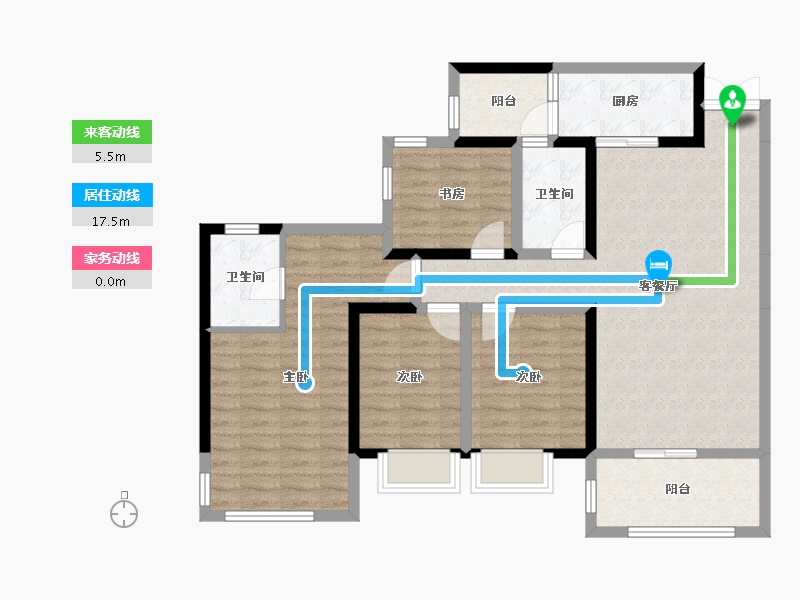 四川省-成都市-九龙仓时代上城-103.60-户型库-动静线