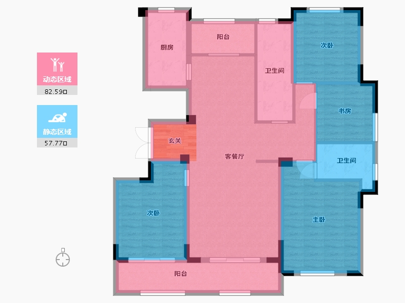 安徽省-淮北市-淮矿绿城·中湖明月-126.53-户型库-动静分区