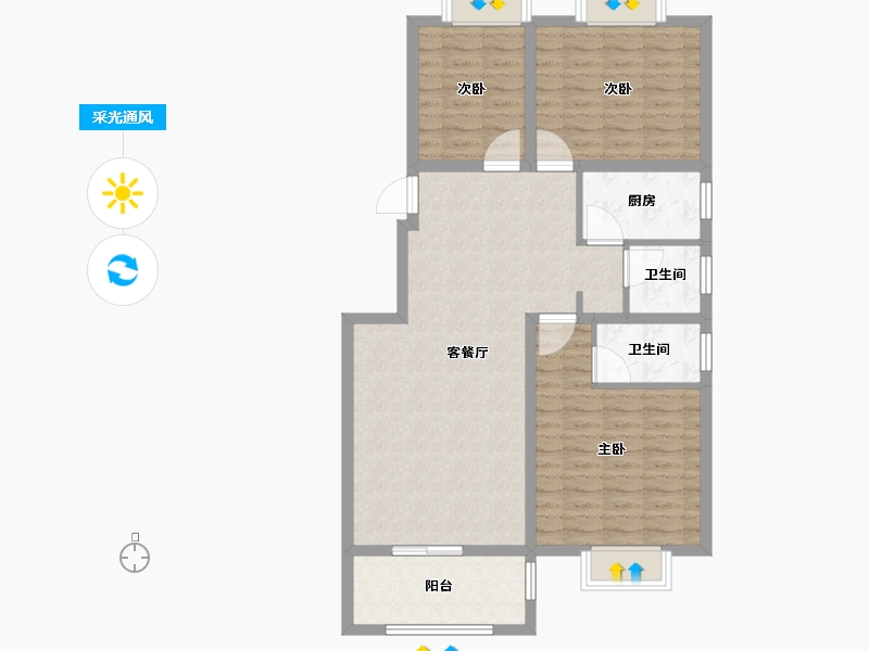 河南省-信阳市-百花新城-98.00-户型库-采光通风