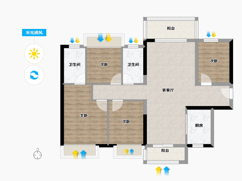 广东省-广州市-美的云筑-93.00-户型库-采光通风