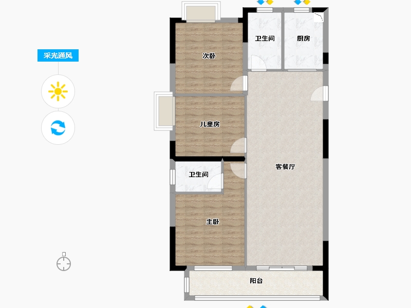 湖北省-武汉市-百步亭和谐里-103.20-户型库-采光通风