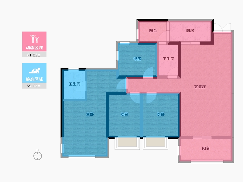 四川省-成都市-九龙仓时代上城-103.60-户型库-动静分区