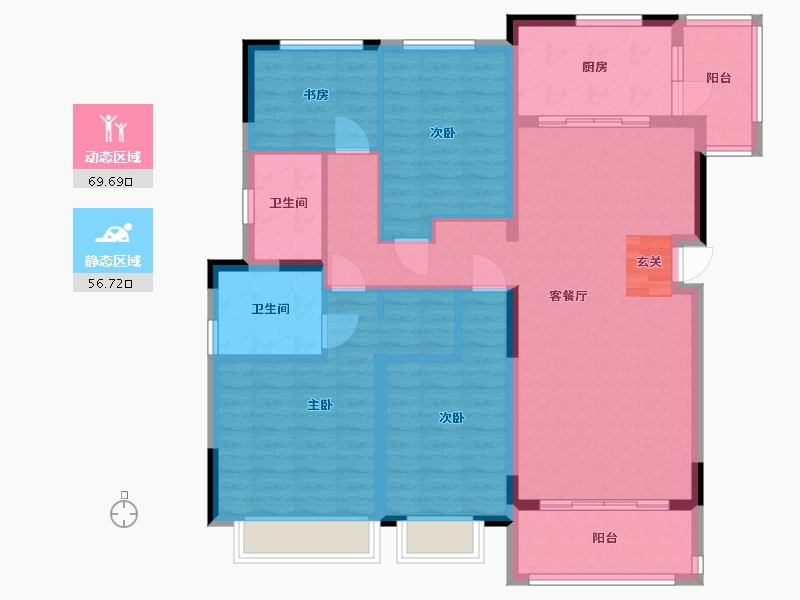 重庆-重庆市-荣安柳岸潮鸣-113.39-户型库-动静分区