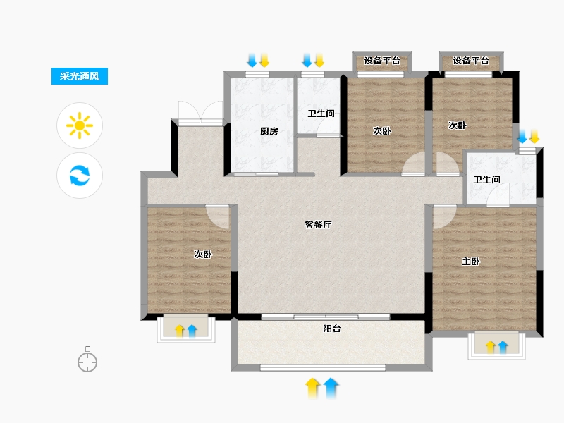 江苏省-泰州市-欧亚紫宸-128.00-户型库-采光通风