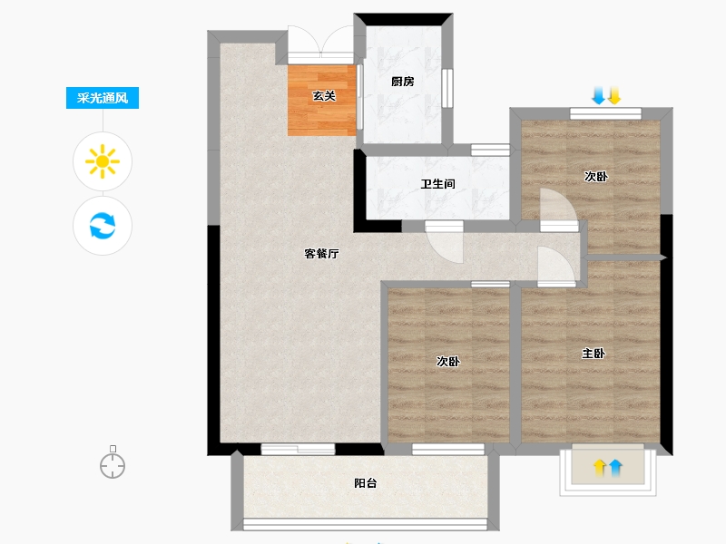 河南省-郑州市-永丰乐城·公园里-70.15-户型库-采光通风