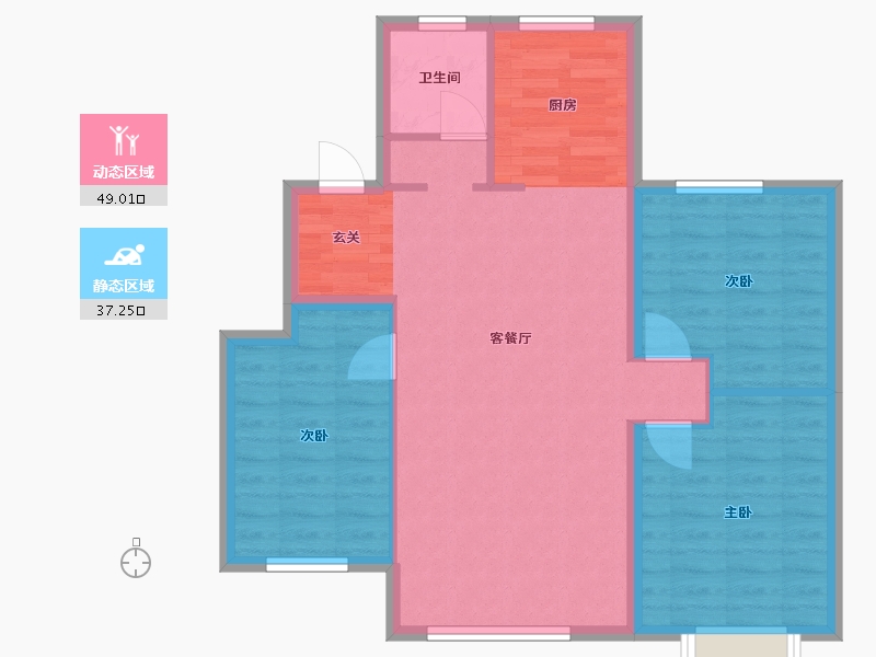 北京-北京市-铂悦名门-78.07-户型库-动静分区